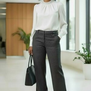 Louben Gray Pinstripe Wool Blend Dress Pants Size 14 Tall